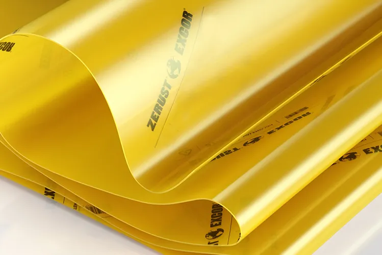 Żółta folia VCI Zerust Excor do zabezpieczania elementów metalowych przed korozją